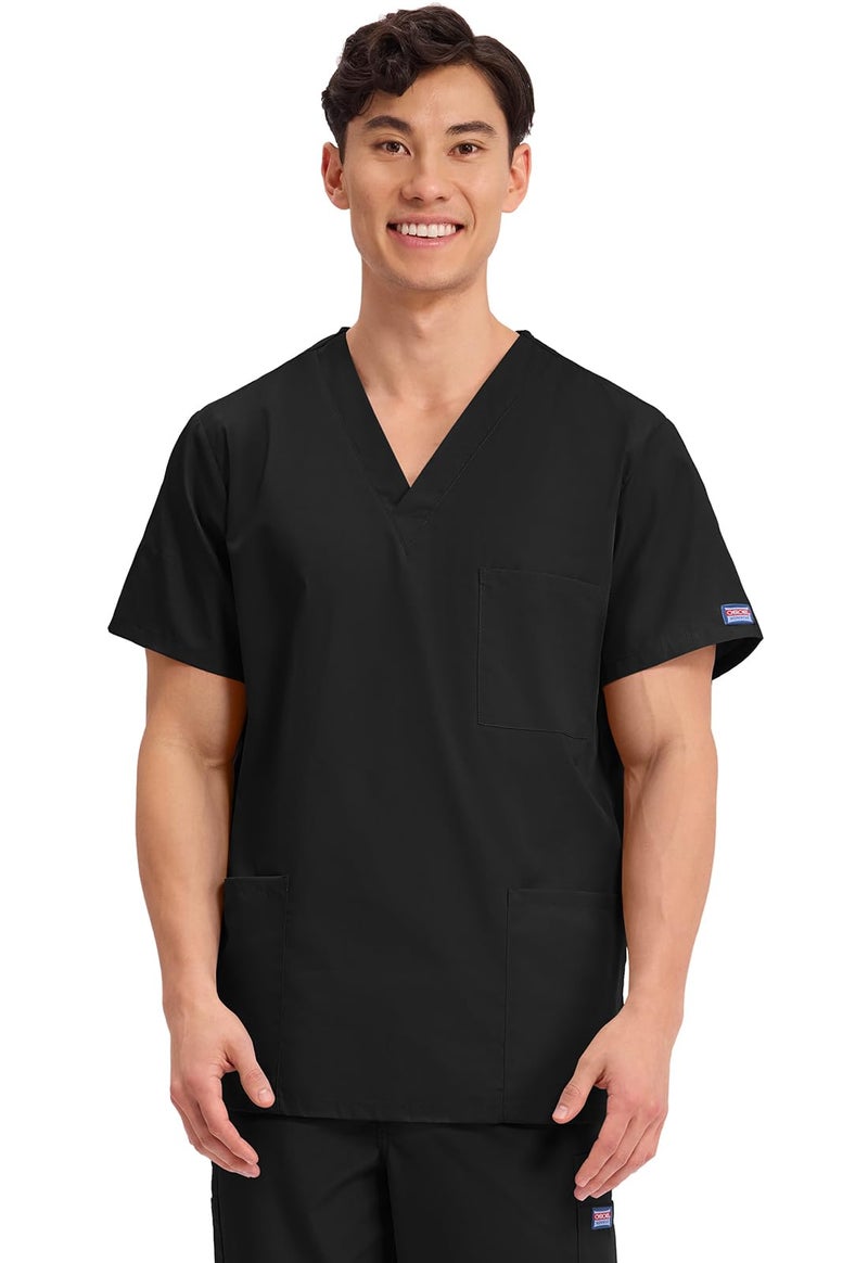Cherokee Big and Tall Originals Unisex V-Neck Scrubs Shirt, Black, XX-Large - Image 1